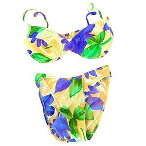 Vintage Cole Of California Novelty Floral Pinup Two Piece Bikini Set 12 USA